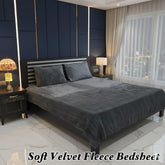 Soft Velvet Fleece Bedsheet-Gray